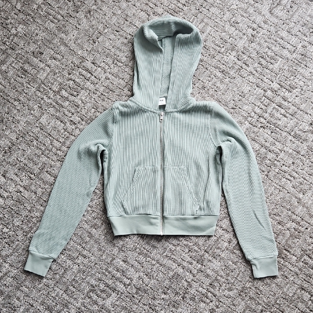 TNA Light Green Hooded Zip-Up Sweatshirt